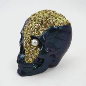 New! Target Bullseye Halloween Black Blue Gold Decorative Skull